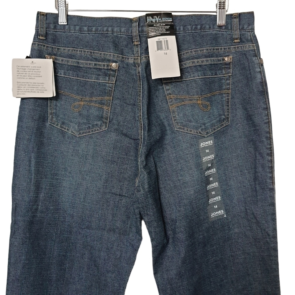 Jones New York Sport Premium Denim Flare Jeans Blue Black Wash Size 14 - Picture 5 of 14